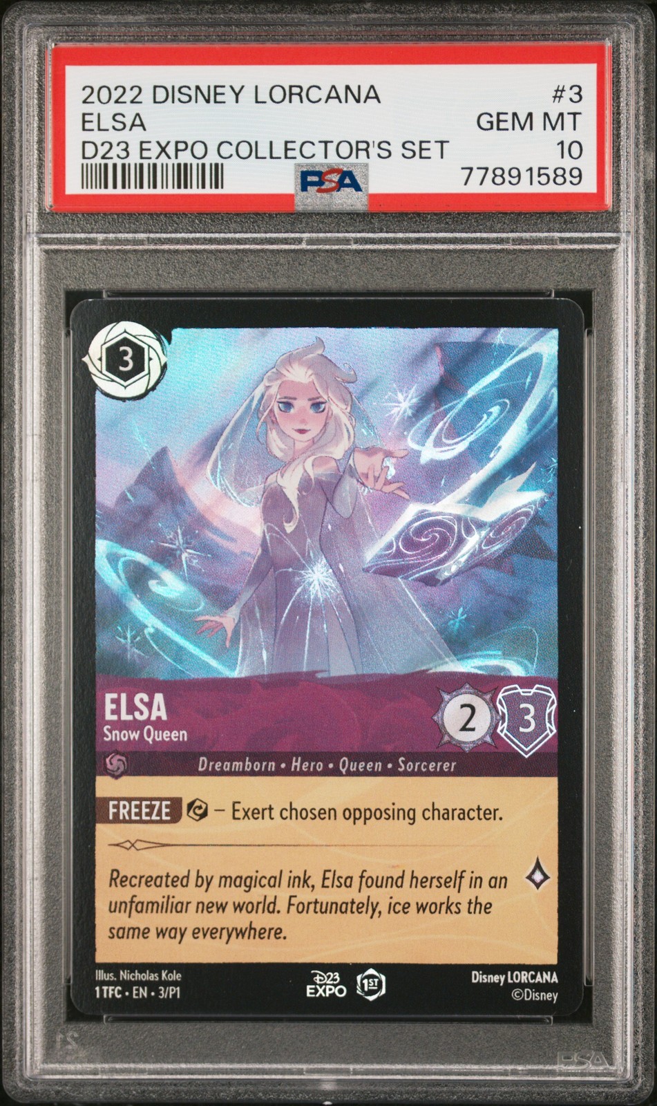 2022 DISNEY LORCANA PROMO D23 EXPO COLLECTOR'S SET #3 ELSA - SNOW QUEEN PSA 10