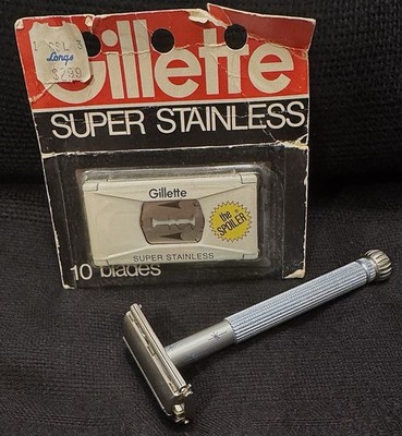 Vintage 1964 Lady Gillette Starburst Double Edge Razor & The Spoiler 10 Blades