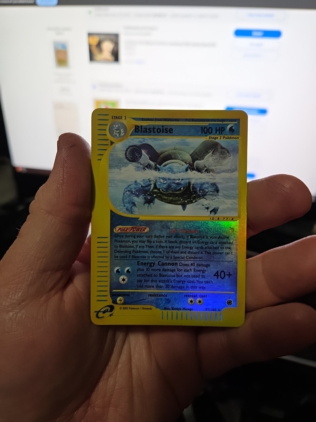 Blastoise 37/165 Expedition Pokemon Card Vintage WOTC Reverse Holo Rare LP