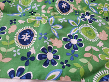 Cotton Fabric Bright Green with Flowers Leaves David Textiles 29
