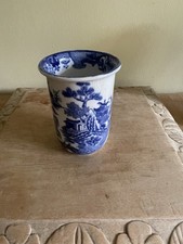 Mason’s Ironstone Blue & White Willow Pattern Cylindrical Vase C1900