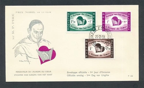 D455905 Belgium FDC Nobel Peace Prize Europe from the Hearth 1959