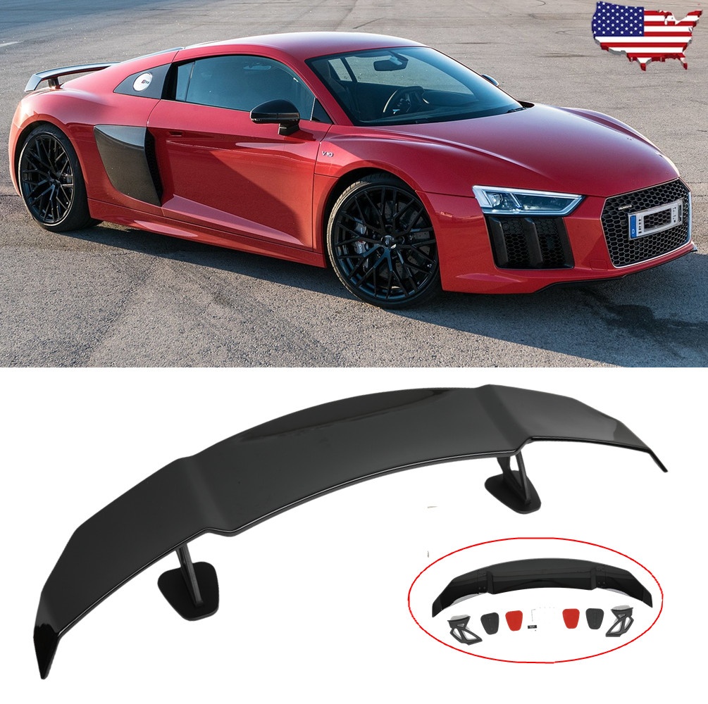 55" Glossy Black Car Rear Trunk Wings Spoiler Lip GT-Style For Audi R8 2017-2023