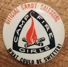 Vintage Camp Fire Girls Official Candy Salesgirl Pin Button