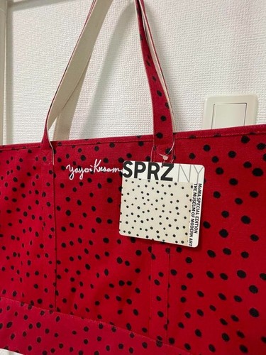 Uniqlo Yayoi Kusama Collaboration Canvas Tote Bag Color Red New - Picture 2 of 8
