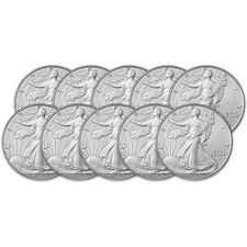 2025 American Silver Eagle Coin 1 oz $1 - BU - Ten 10 Coins