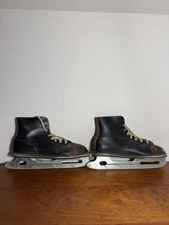 Vintage Made in Canada Leather Ice Skates Black Hockey Skates Antique Decor