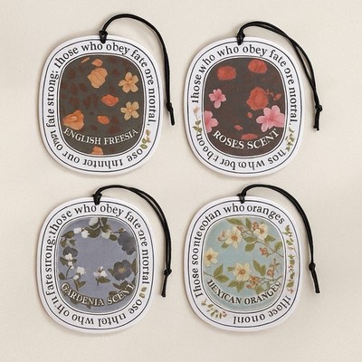 4pc Premium Scented Oval Card - English Freesia/Rose/Mexican Oranges/Gardenia