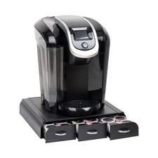 Black 13.5x12.25x2.5 Inch Single Serve Coffee Pod Organizer 3 Drawers 36 Pods