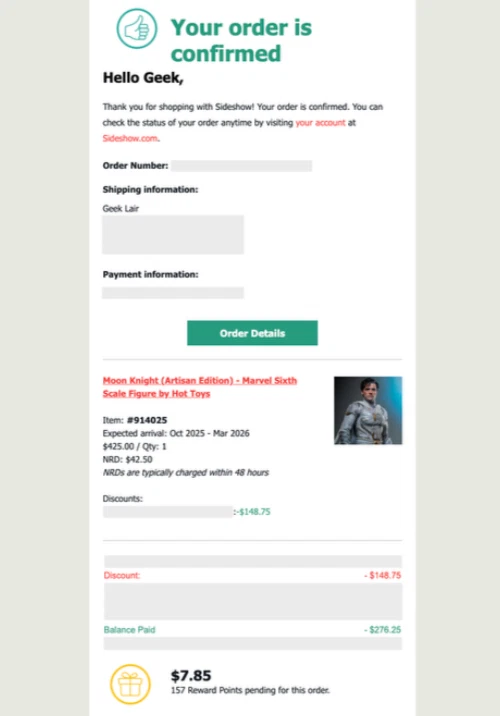 Figura Marvel Caballero Luna Artesanal Sexta Escala Hot Toys TMS140AE PEDIDO ANTICIPADO Foto 2 de 2