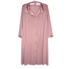 Vanity Fair Vintage L Button Up House Robe Nightgown Pajama Nylon Made In USA