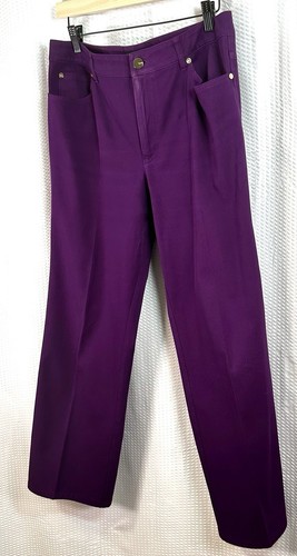 Escada Straight Leg Purple Twill Pants Women’s EU 42 / US Large - Picture 2 of 15