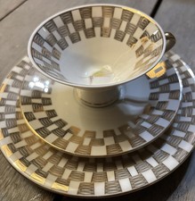 Winterling Gold/white Floral Tea Trio - Heavy Gold Trim Unmarked 