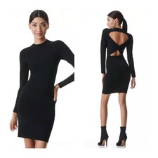 Alice + Olivia Estelle Twist Back Cut-Out Bodycon LBD Dress in Black Size Small