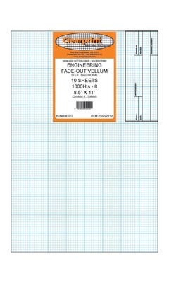 8-1/2'' x 11'' 1000H Design Vellum Sheets with Architect Title Block & Printed ...