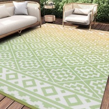 Outdoor Rug 5'x8' Waterproof Reversible Patio Rug Boho Geometric Indoor Outdoor
