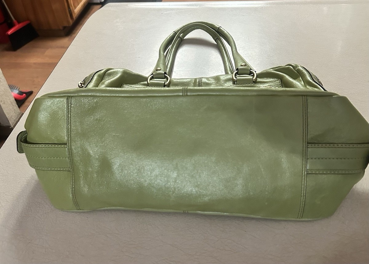 Coach Legacy Stripe Lining Peyton Teal Limited Satchel Bag