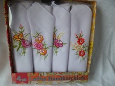 4 Box bestickte wei&szlig;e Damen Taschent&uuml;cher