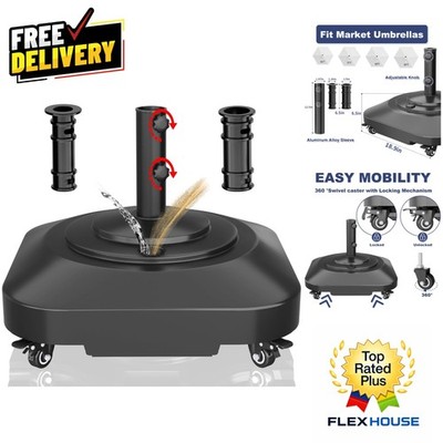 Adjustable Patio Umbrella Stand with Wheels - Holds 100lbs for Ultimate Support