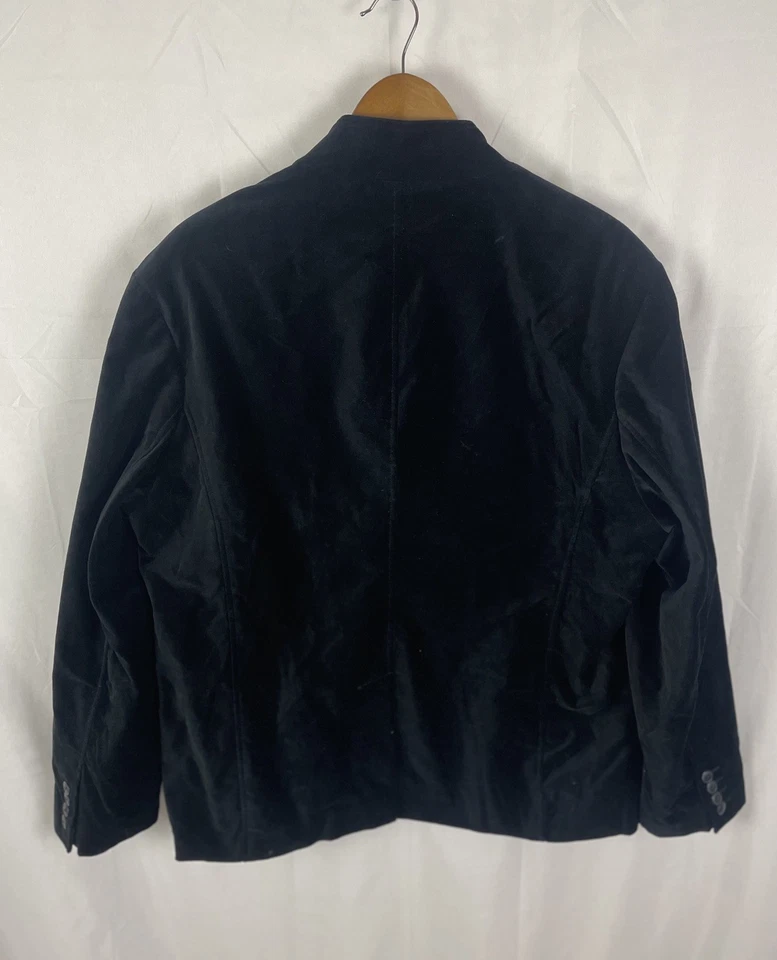 KENNETH COLE военного стиля Неру Blazer куртка Sport пальто черный бархат XL 47 - Изображение 3 из 4