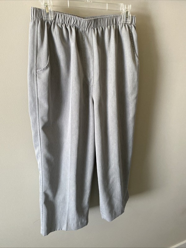 ALIA Pull On Capri Cropped Pants Womens 12 Gray Elastic Waist Stretch Pockets