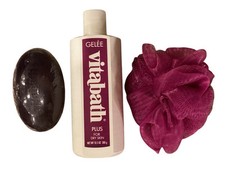 Vitabath Plus for Dry Skin Gelee, 10.5 oz Gift Set Including Bar Soap  Poof