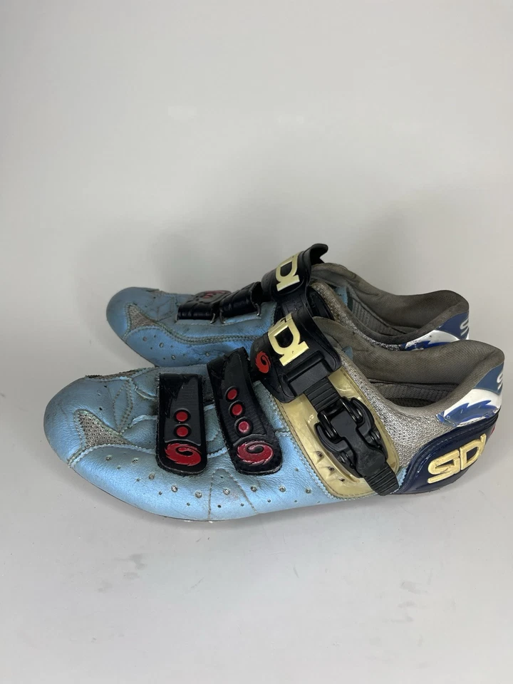 sidi 骑行鞋男式 40 码 US 7.5 意大利制造绑带蓝色皮革 — 第 3/4 张图片