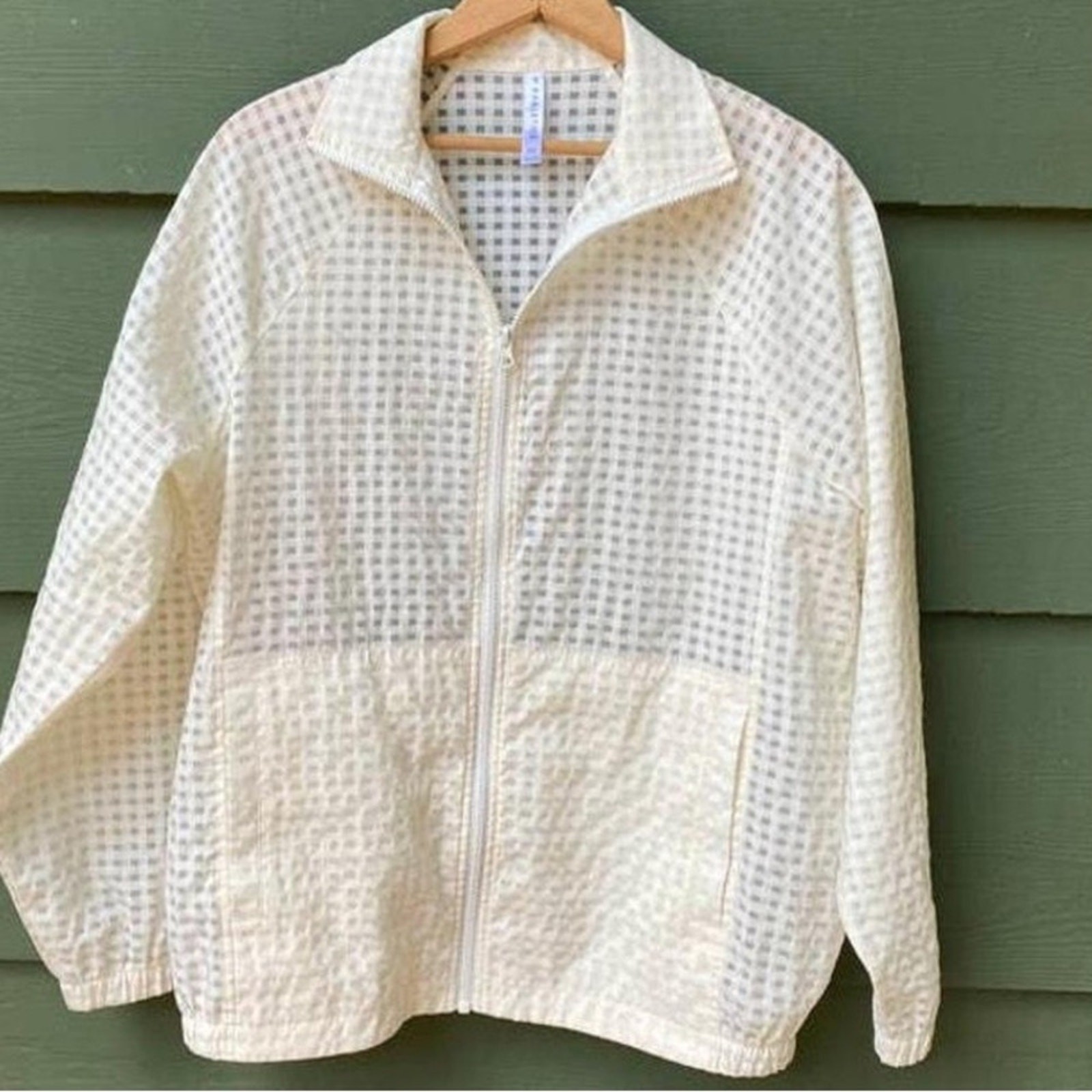 Fabletics bomber jacket sheer grid pattern. Size … - image 5