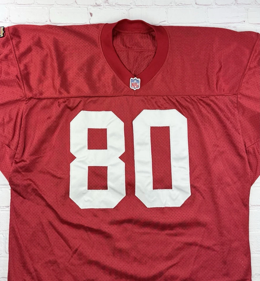 100% аутентичная винтажная футболка Jerry Rice Wilson 49ers профессиональная линия размер 50 XL мужская - Изображение 4 из 4