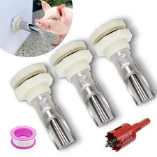 3 PCS Pig Nipple Waterer for Barrel Kit Automatic Pig 1/2 inch Stainless Steel