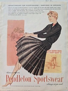 1958 Women's Pendleton Sportswear Turnabout Dress Ted Rand art vintage ad 