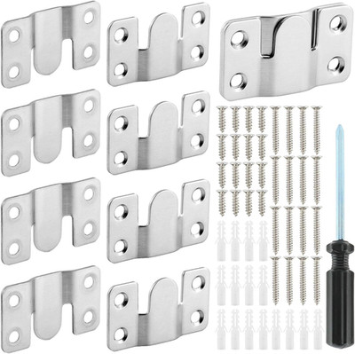 8pc Flush Mount Bracket Picture Hanging Buckle Stainless Steel French Cleat Clip