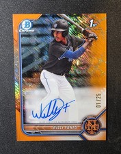 2022 Bowman Chrome Rookie Autograph Orange Refractor Willy Fanas Mets CPA-WF /25