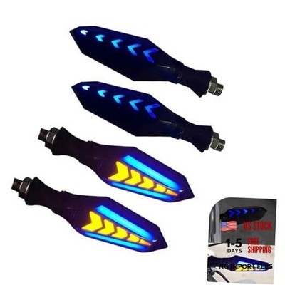Motorcycle Turn Indicator Lights, Arrow Shape Motorcycle 4 PCS Blue & Yellow