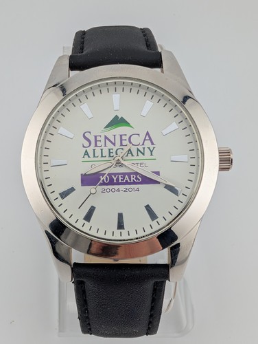 Seneca Allegany Casino Watch 2004-2014 Men Black Leather Band- New Battery