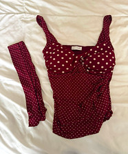 Milk Honey Burgundy/White Polka Dot Bustier Top Normal Strap Size S
