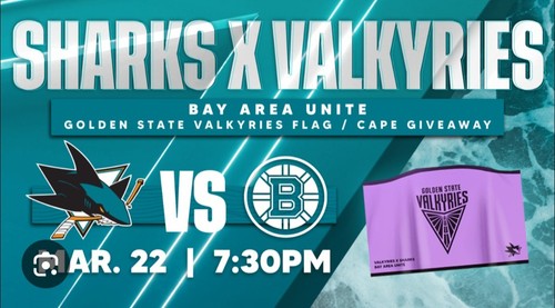 Golden State Valkyries Flag/ Cape GIveaway, San Jose Sharks Collab 3/23/25 New