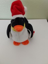 1998 RARE  RETIRED TY BEANIE BABY ZERO THE CHRISTMAS SANTA PENGUIN 6" WITH TAG