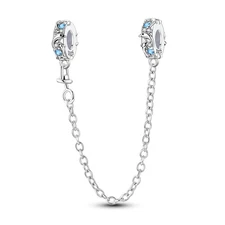 MULA 925 Sterling Silver Charm Safety Chain CZ Dolphin Rubber for Women Bracelet