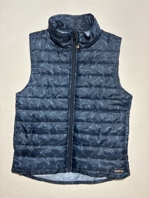 Kerrits Kids Vest Size XL Horse Printed Blue Quilted Equestrian