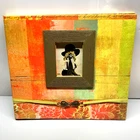 K&Company 12x12 Wood Cover Frame Scrapbook Album Rustic Vintage Ribbon Buckle
