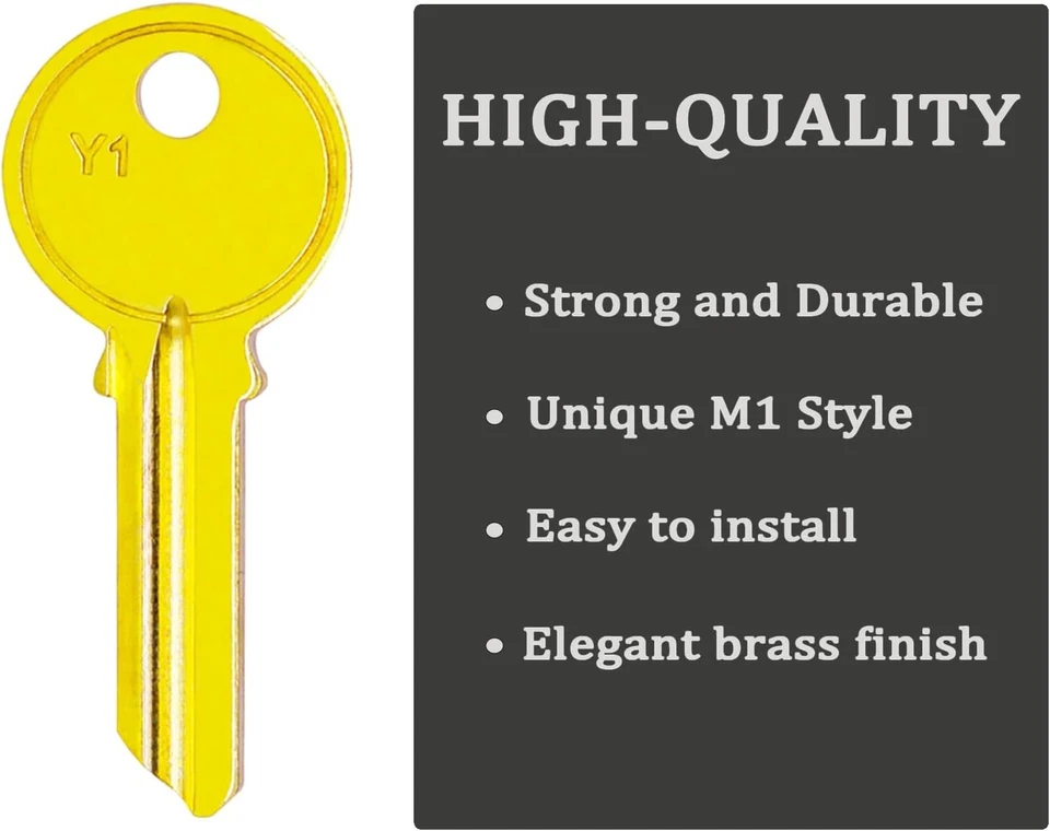 Brass Finish Key Blanks, Y1 Uncut Blank Keys, 5YA1 Key Blanks Pack of 100 Keys - Image 3 of 4