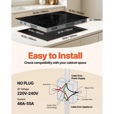 VEVOR Built in Electric Stove Top, 30.3 x 20.5 inch 5 Burners, 240V Glass Radian