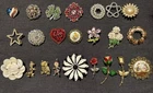 Lot of 23 Vintage or Costume Estate Jewelry Pins Brooches