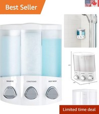 Contemporary White 3-Chamber Shower  Soap Dispenser - Durable and Practical