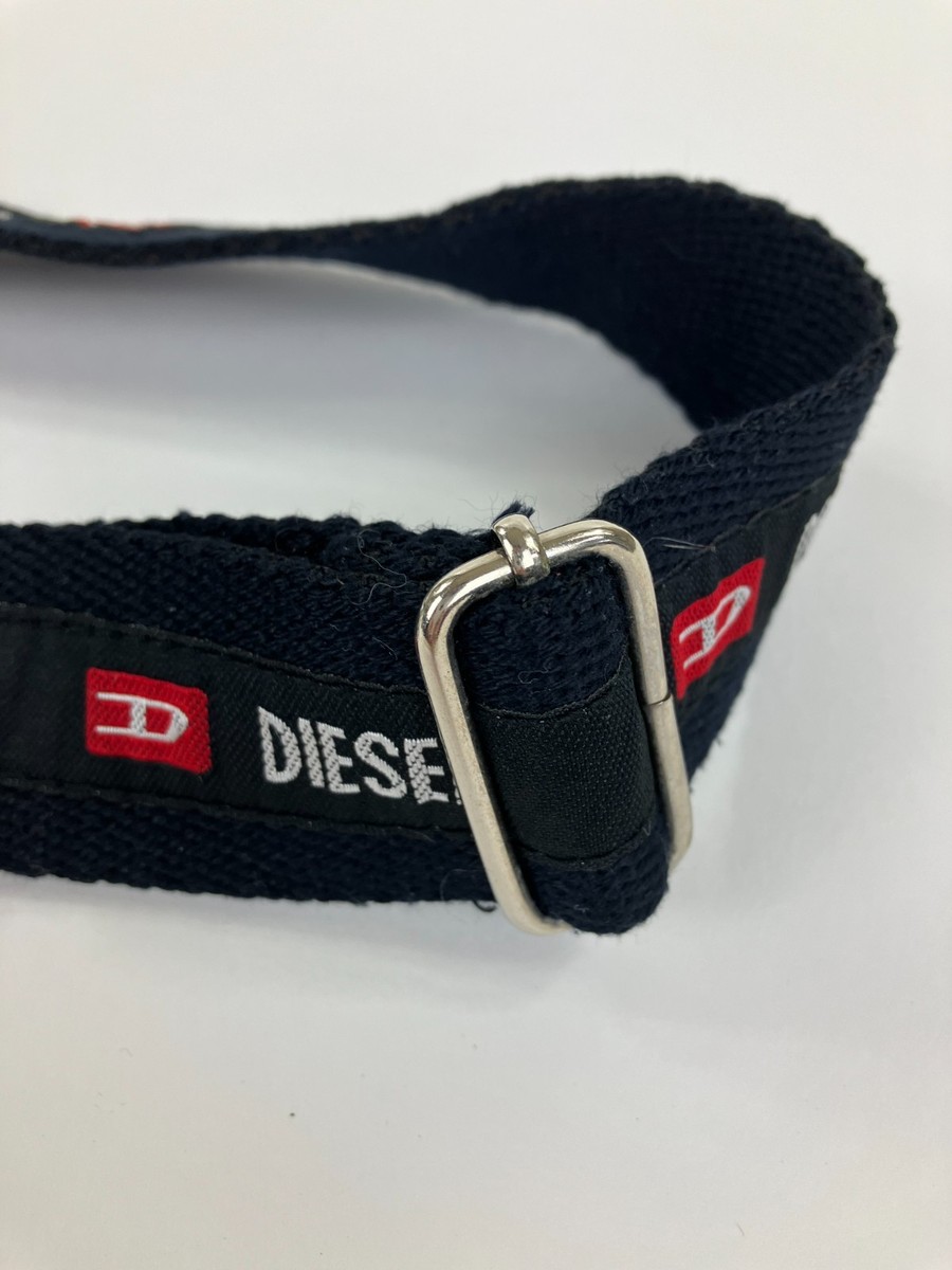 Vintage Diesel Seatbelt Buckle Belt Y2K Black Web Canvas