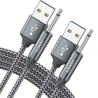 JXMOX USB Charger Cord 2.5mm, (2-Pack 3ft) Replacement DC 3 feet, Grey 