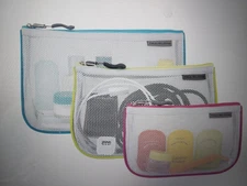 Travelon 3-Piece Mesh Front Cosmetic-Toiletries Zip Bags