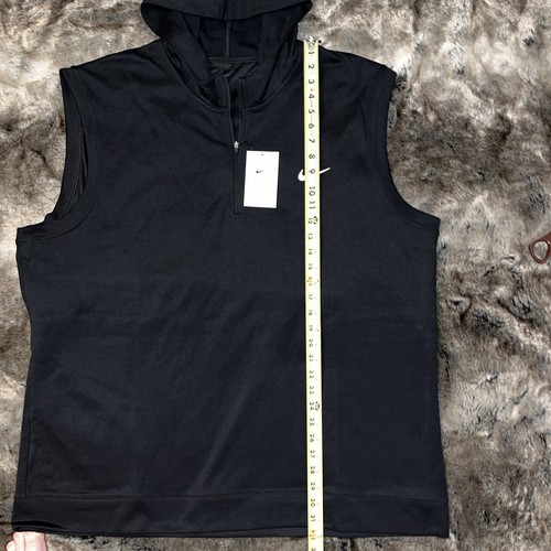 3XL Nike Tour Hooded 1/2 Zip Golf Vest Cotton Blend Black FQ8879 men's NWT $95 - Picture 2 of 8
