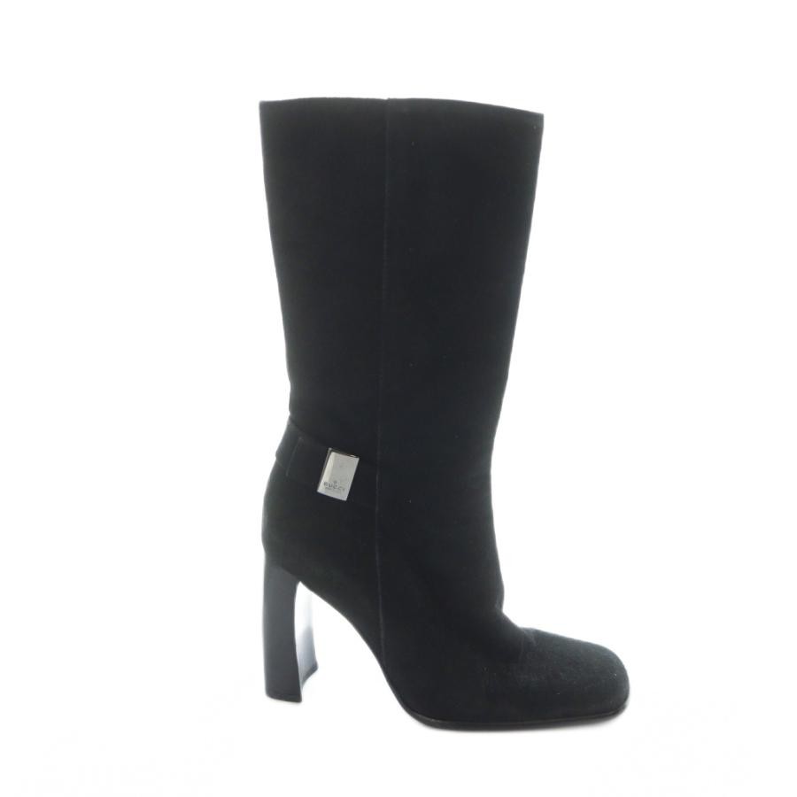 GUCCI Short Square Toe Chunky Heel Suede Boots Size:34.5/JP:21.5 141187K Authen thumbnail 2
